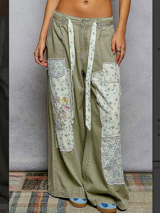 POL Pants - 🎂 POL “ COLUMBIA  2 “ POL Pants in Denim with Patchwork & Raw Edge Detail 75